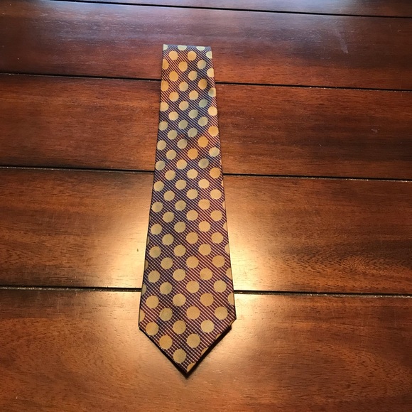 UNIQUE BROWN POLKA DOT COACH SILK TIE - Picture 1 of 5